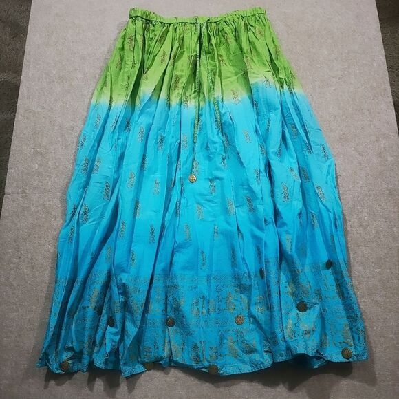 French Laundry Boho Ombre Green and Blue Maxi Skirt #7 - Picture 1 of 7